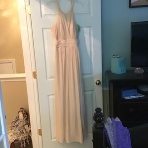 Pale Pink Gown. Spaghetti straps.  Torn zipper